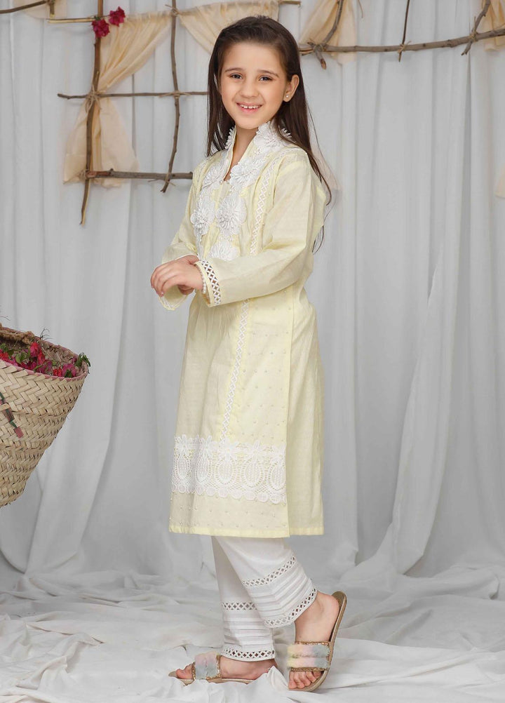 Modest Lawn Festive Pret 2 Piece for Girls -  Yellow Pearl 4355-Lemon