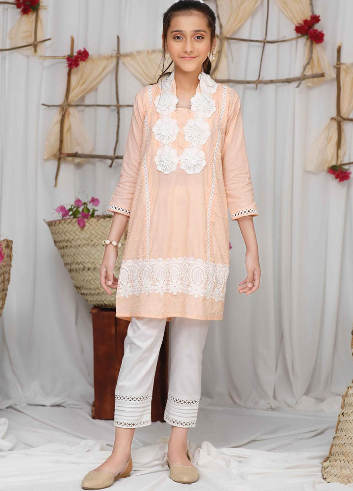 Modest Lawn Festive Pret 2 Piece for Girls -  Peach Pearl 4355-Peach