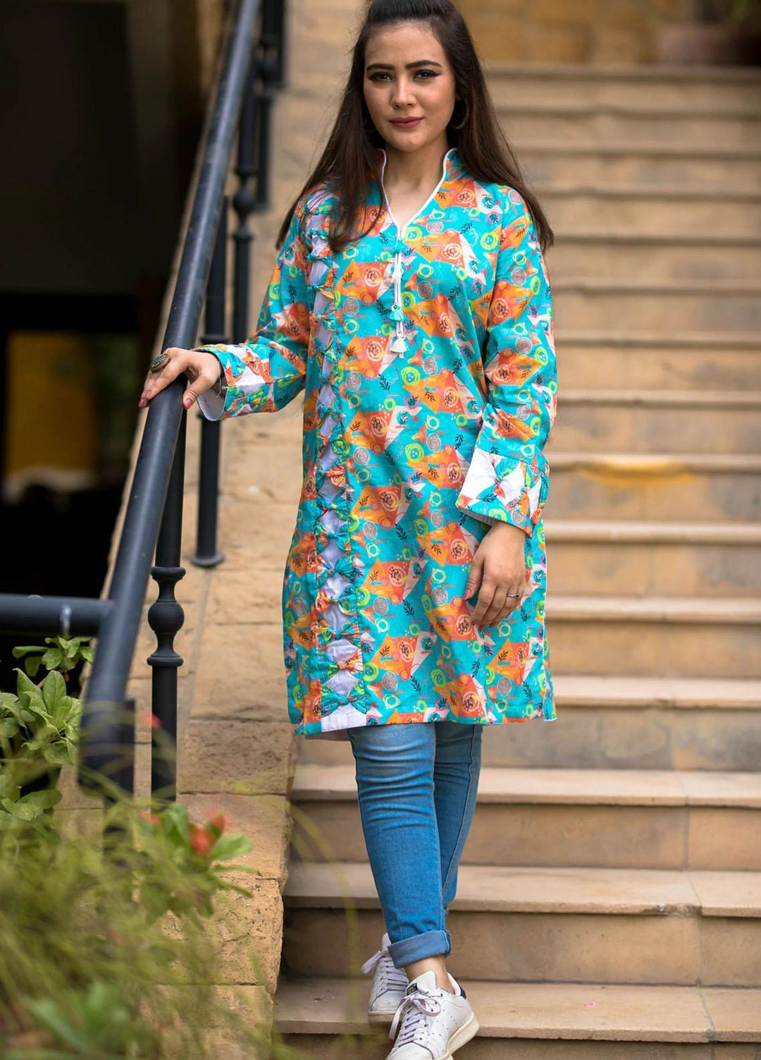 Modest Lawn Casual Kurti for Women -  W66 Sea Blue