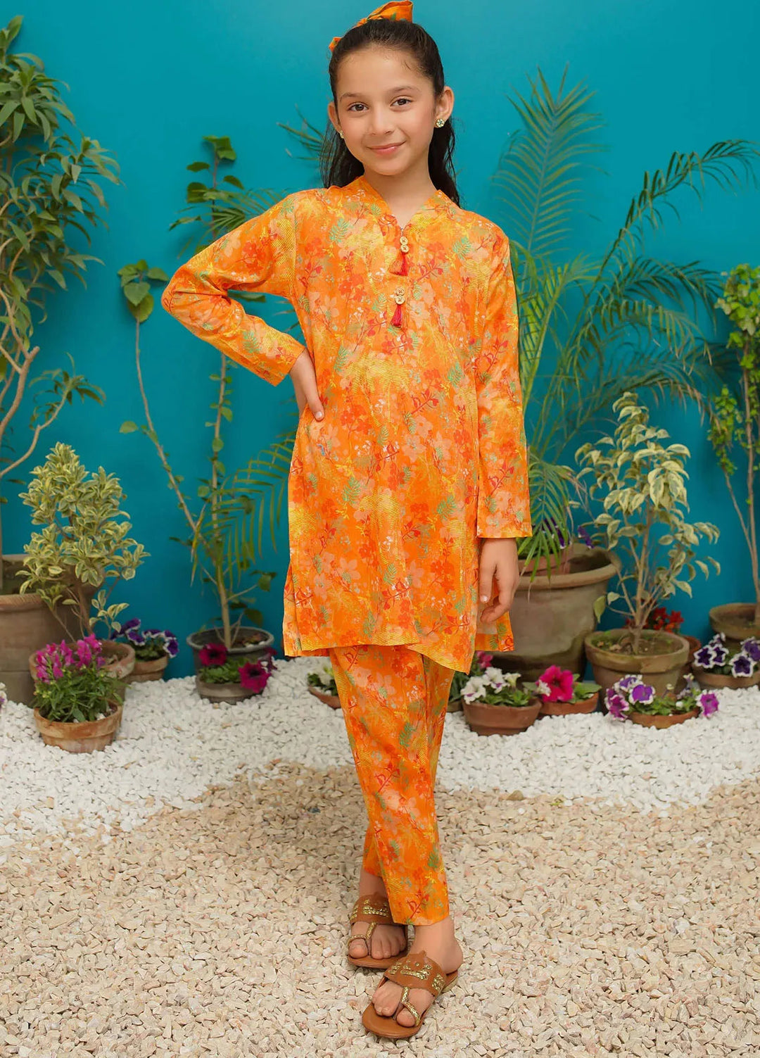 Modest Girls Pret Printed Lawn 2 Piece Suit Sunset Bloom