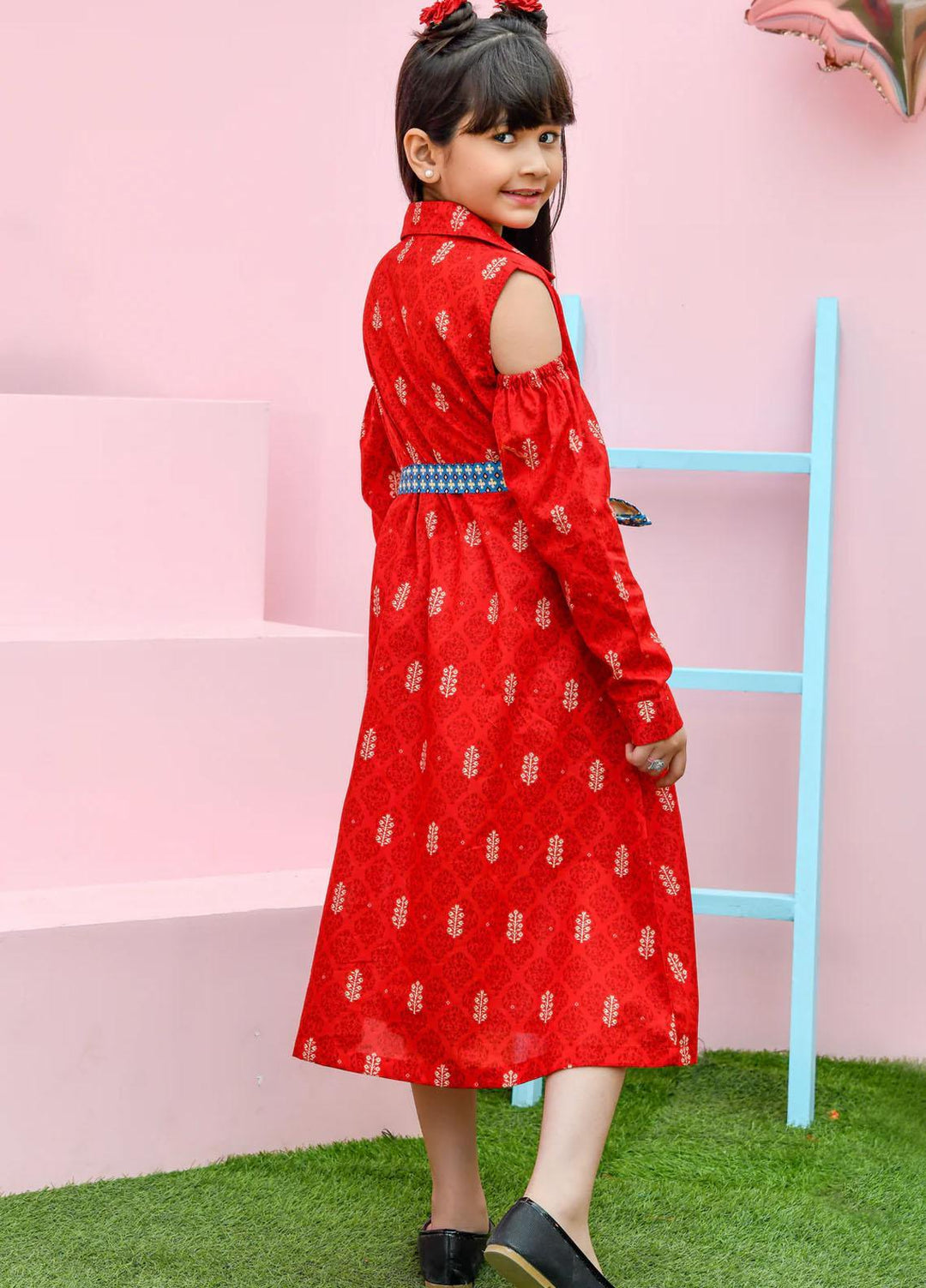 Modest Lawn Pret Frock for Girls -  Aleysa 6565-Red