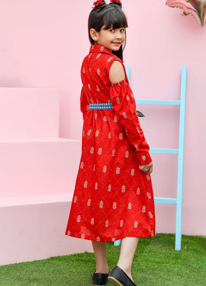 Modest Lawn Pret Frock for Girls -  Aleysa 6565-Red
