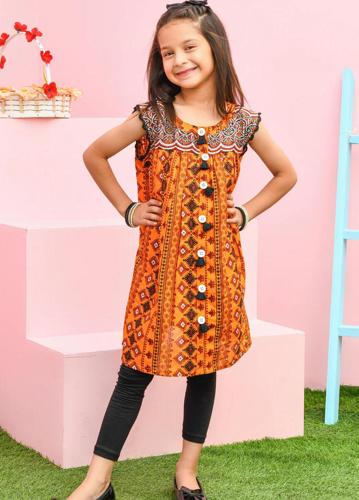Modest Lawn Pret Shirt for Girls -  Lyla 6435-Mustard