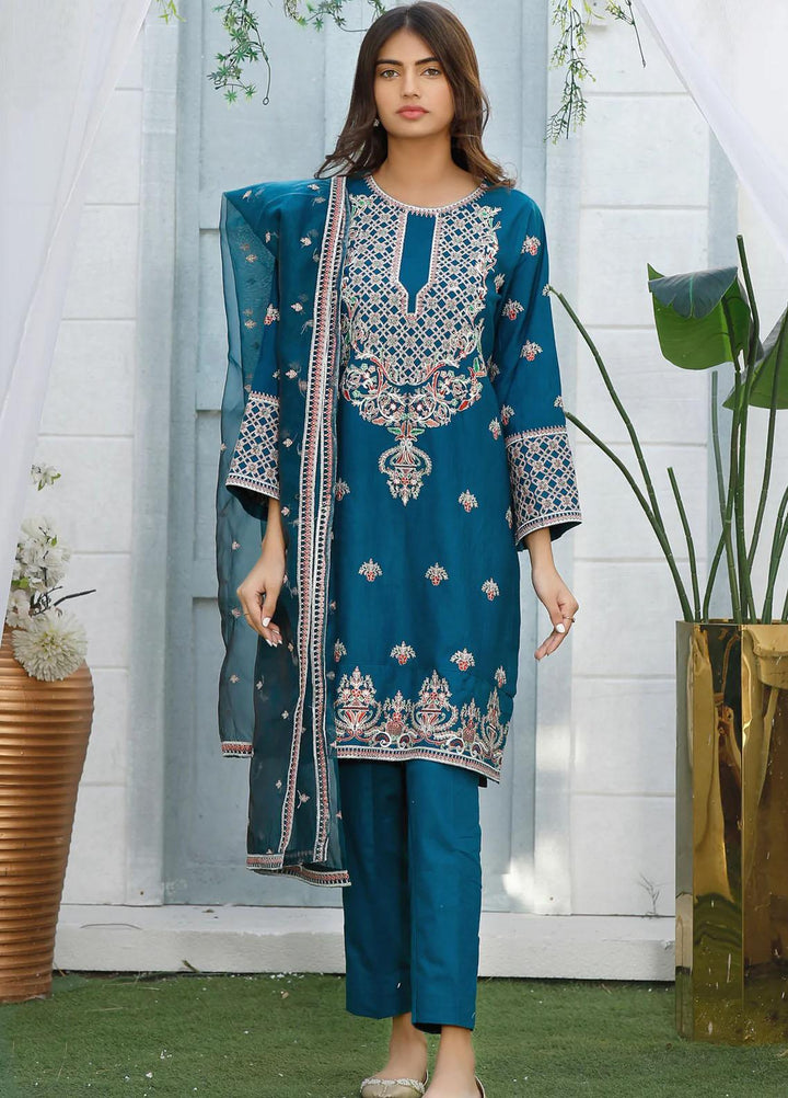 Modest Khaddar Pret 3 Piece Suit for Girls -  W203-Blue Vintage