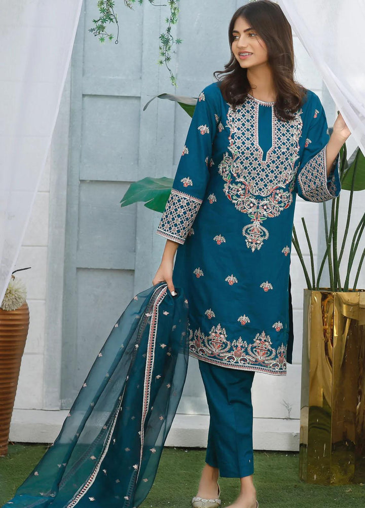 Modest Khaddar Pret 3 Piece Suit for Girls -  W203-Blue Vintage