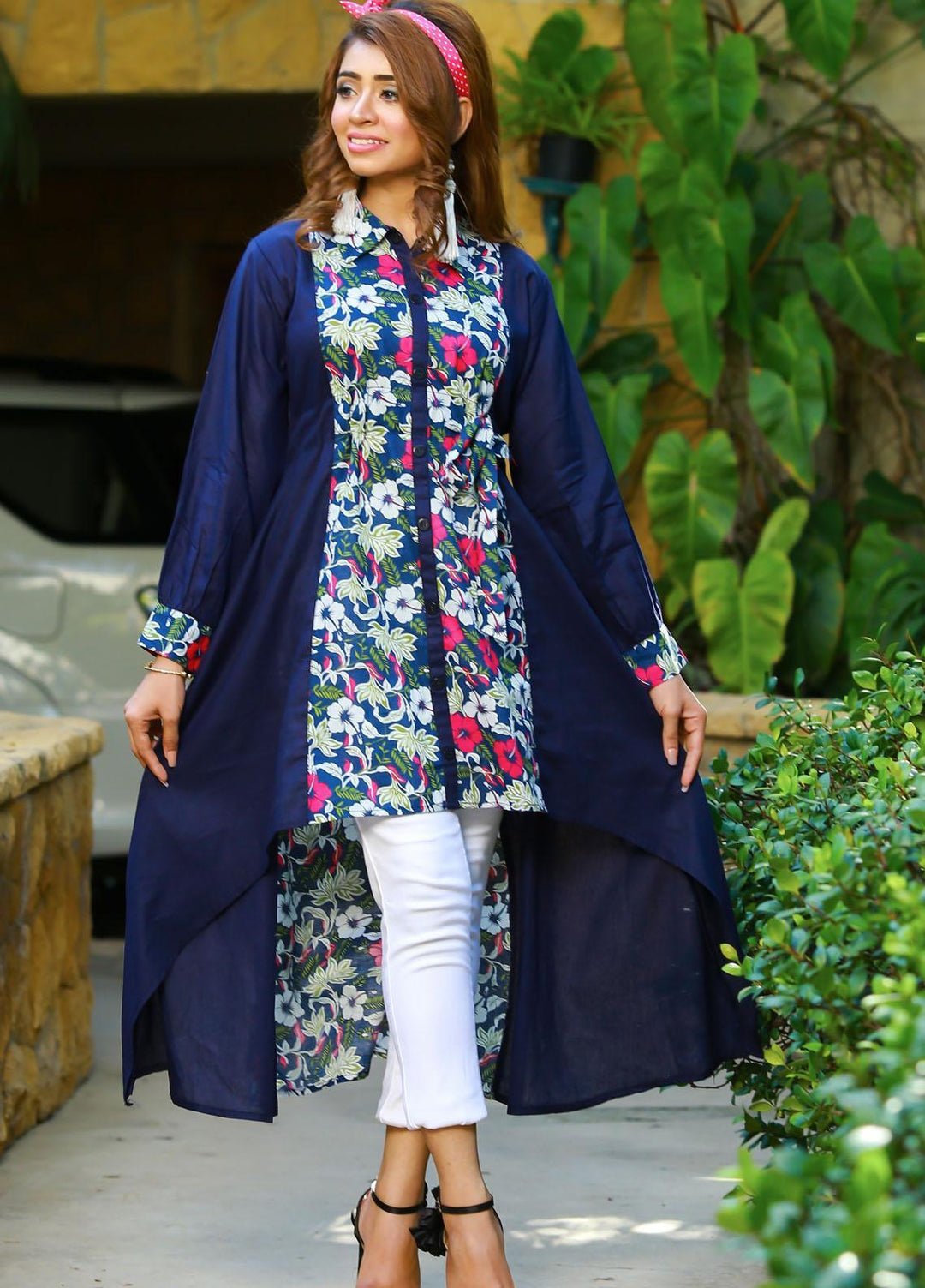 Modest Fancy  Stitched Top MD21L 019 Navy Blue