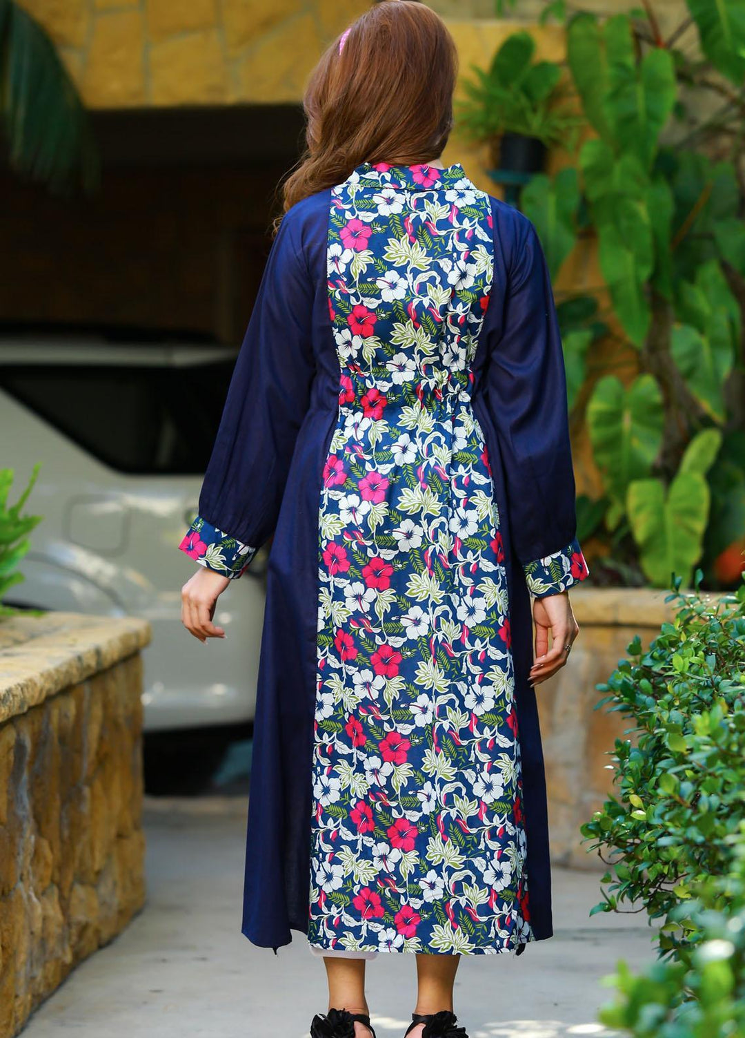 Modest Fancy  Stitched Top MD21L 019 Navy Blue