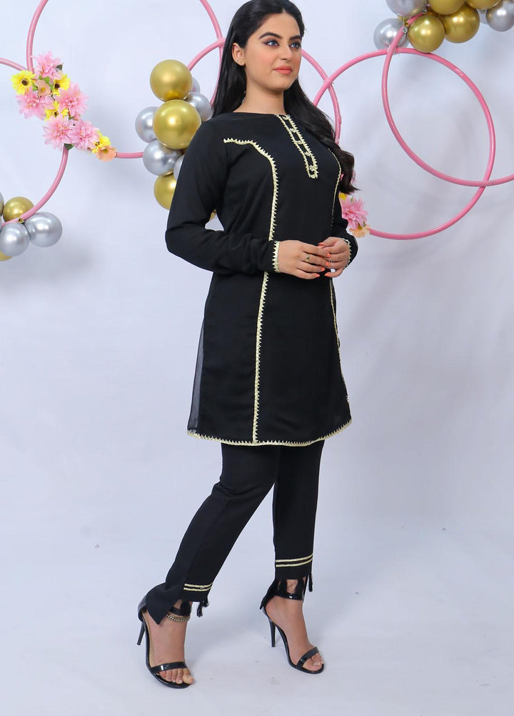 Modest Fancy  Stitched 2 Piece Suit MD21L 020 Black