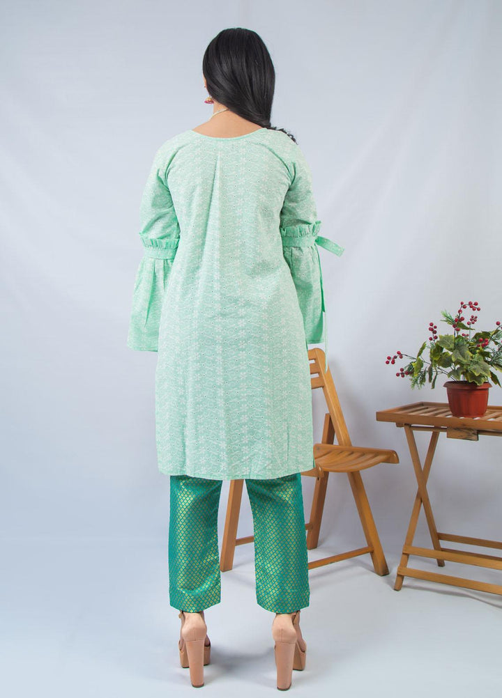 Modest Fancy Stitched 2 Piece Suit MD21L W21 Mint Green