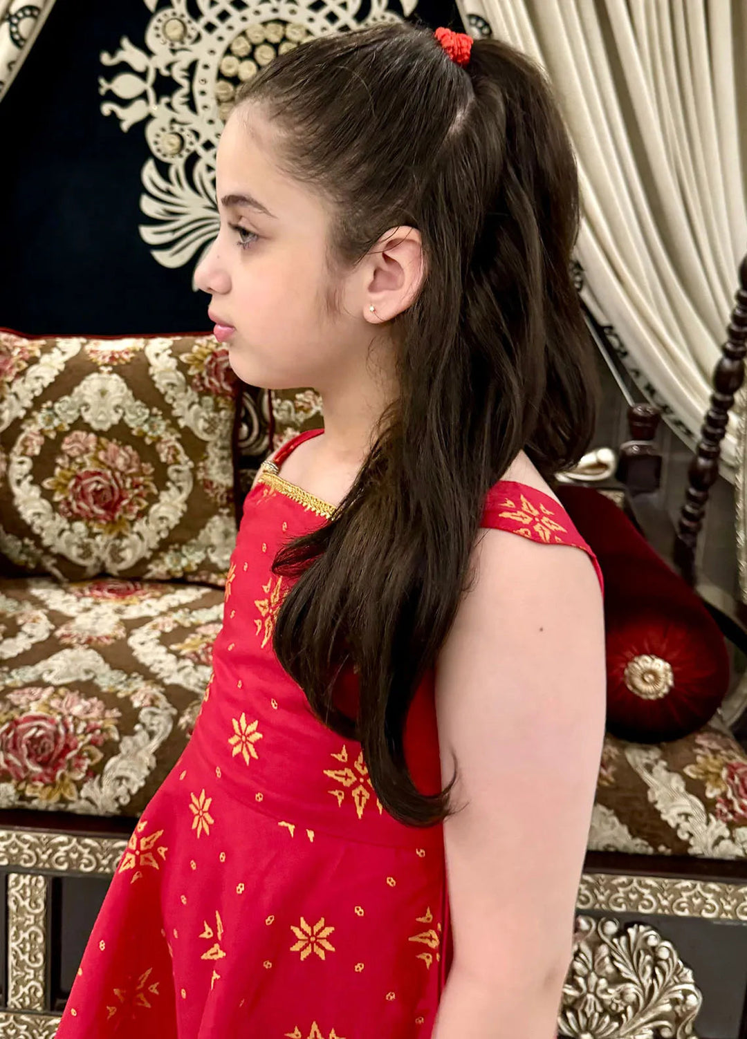 Modest Pret Casual Cotton 3 Piece Suit Toddlers 3 Piece Cotton Suit - 8575 Red