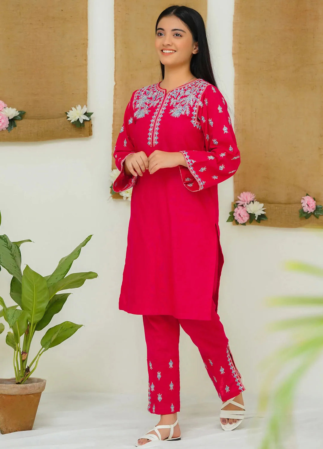 Modest Pret Casual Khaddar 2 Piece Suit Peony