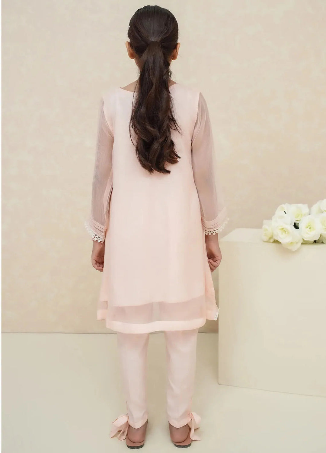 Modest Pret Chiffon 3 Piece Suit Zehra Peach