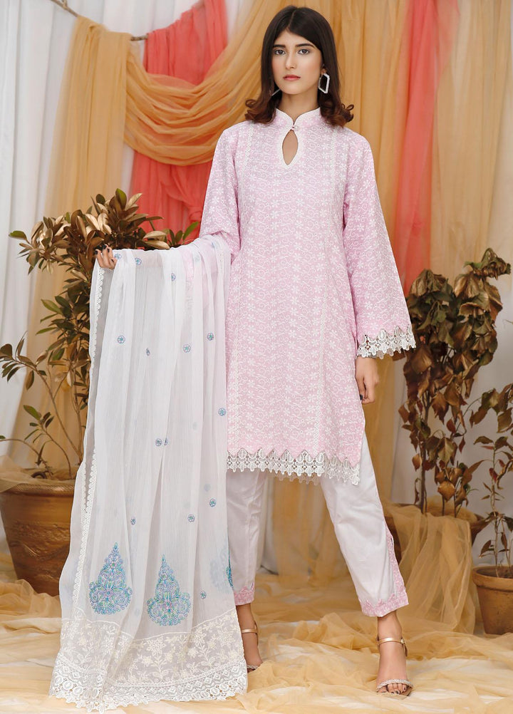 Modest Casual Pret  Lawn 3 Piece Suit W113-Pink