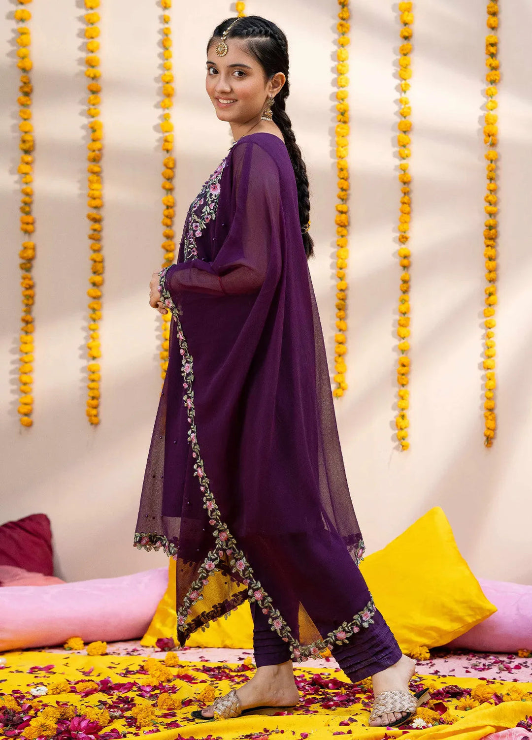 Modest Pret Embroidered Chiffon 3 Piece Suit Mehek