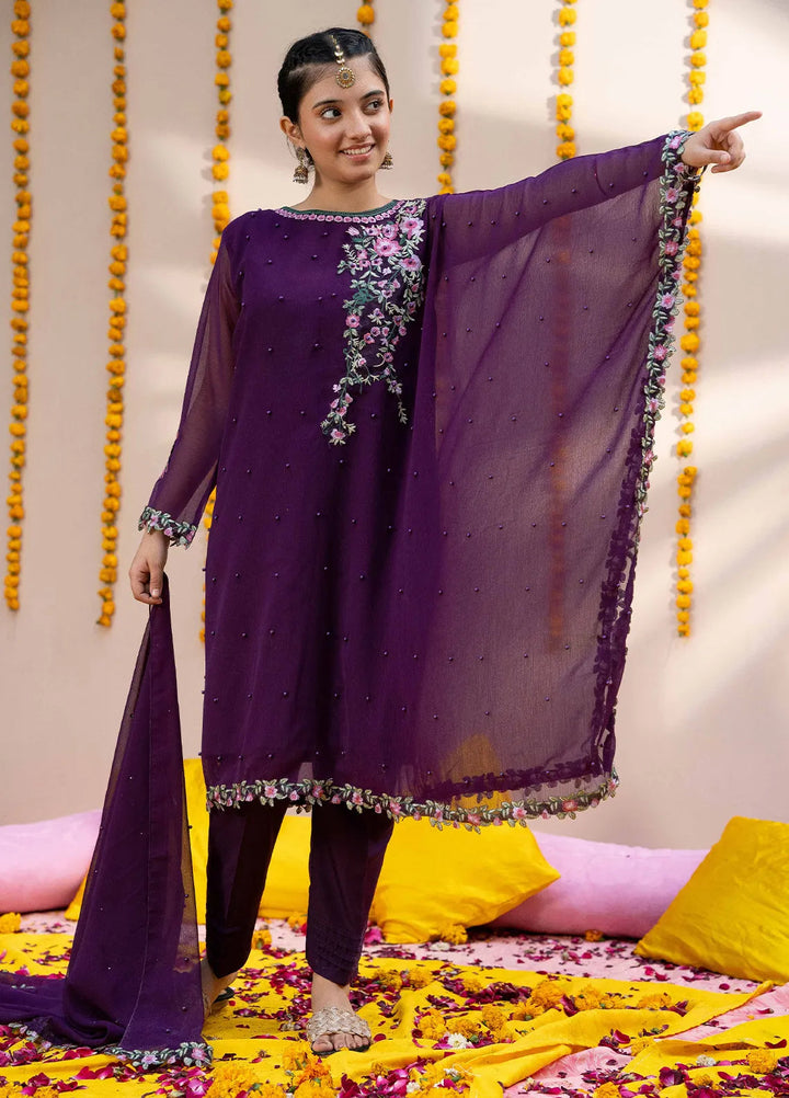 Modest Pret Embroidered Chiffon 3 Piece Suit Mehek
