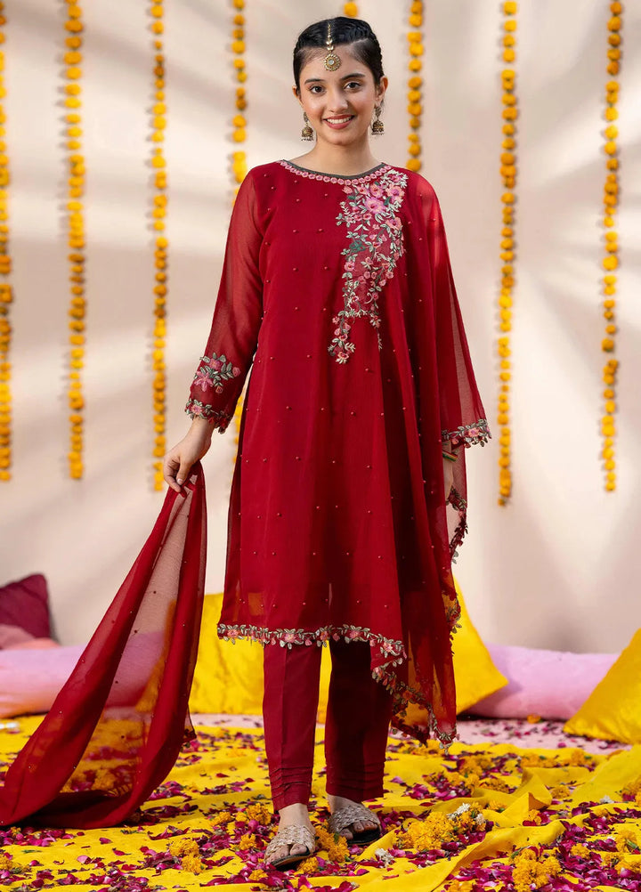 Modest Pret Embroidered Chiffon 3 Piece Suit Mushq