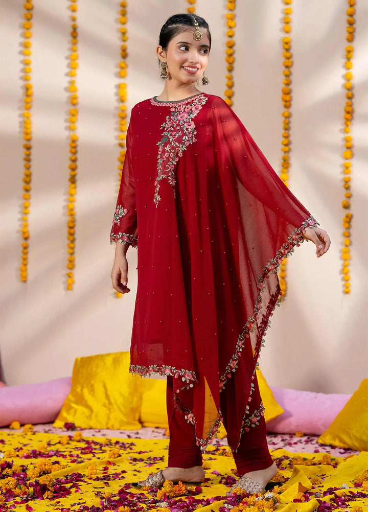 Modest Pret Embroidered Chiffon 3 Piece Suit Mushq