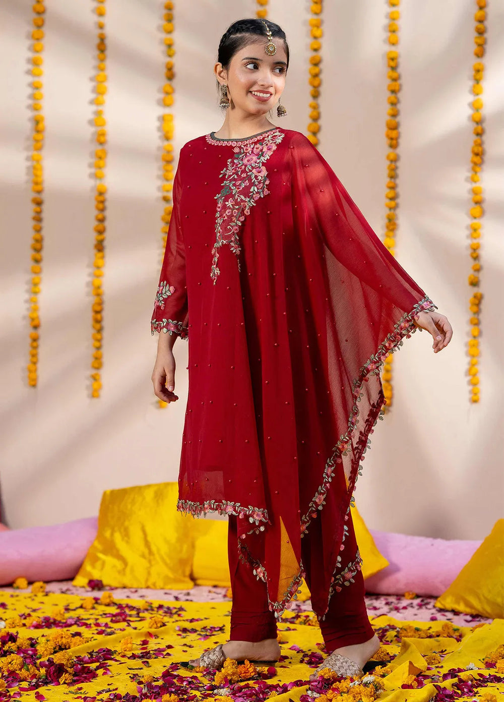 Modest Pret Embroidered Chiffon 3 Piece Suit Mushq