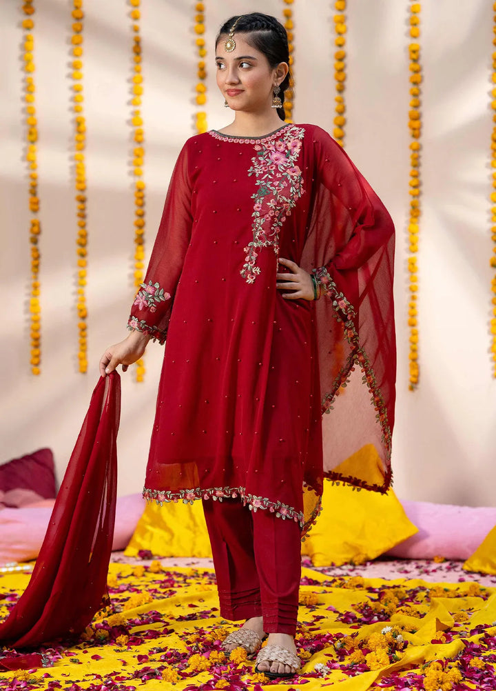 Modest Pret Embroidered Chiffon 3 Piece Suit Mushq