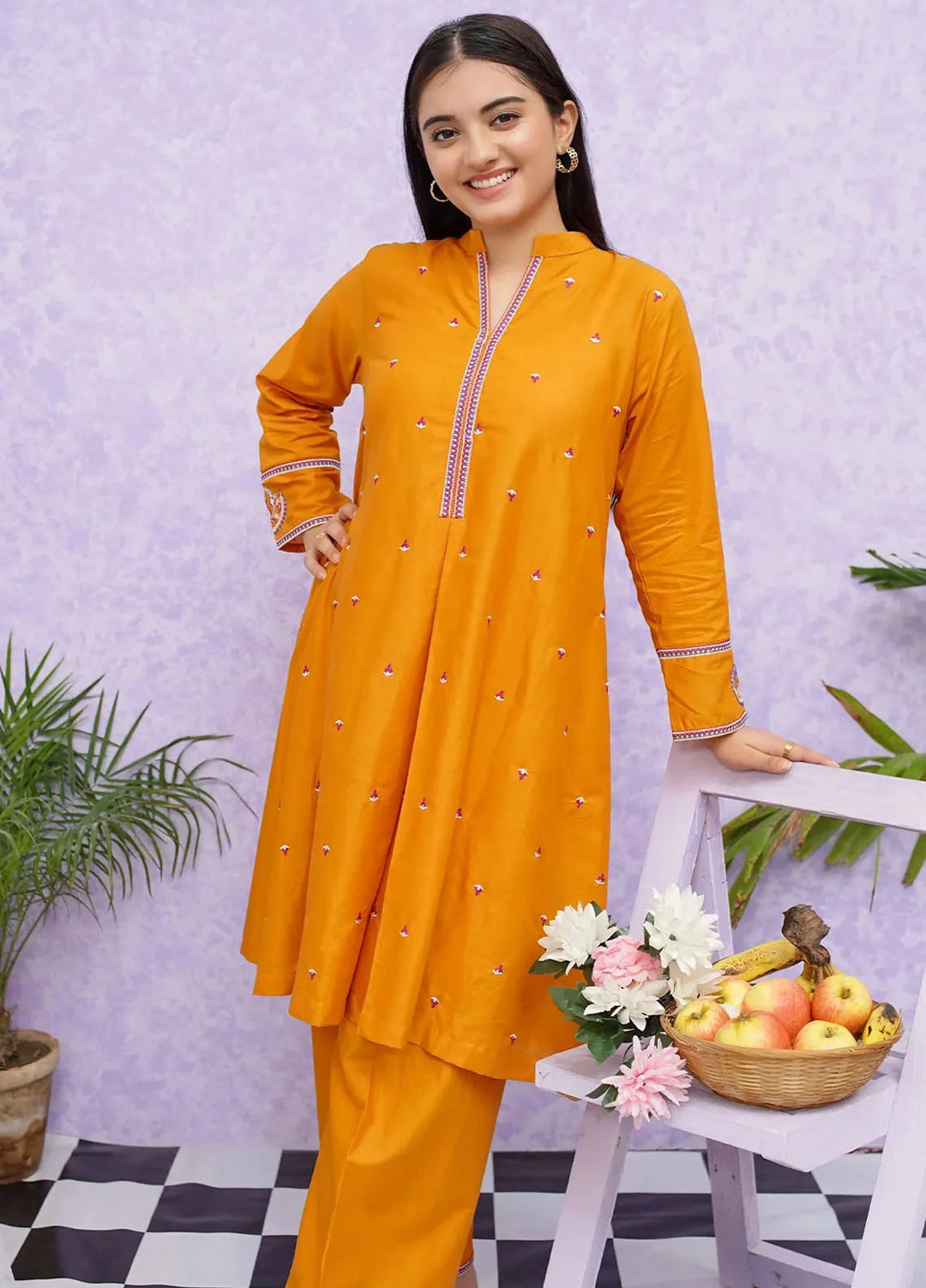 Modest Pret Embroidered Cotton 2 Piece Suit 8465