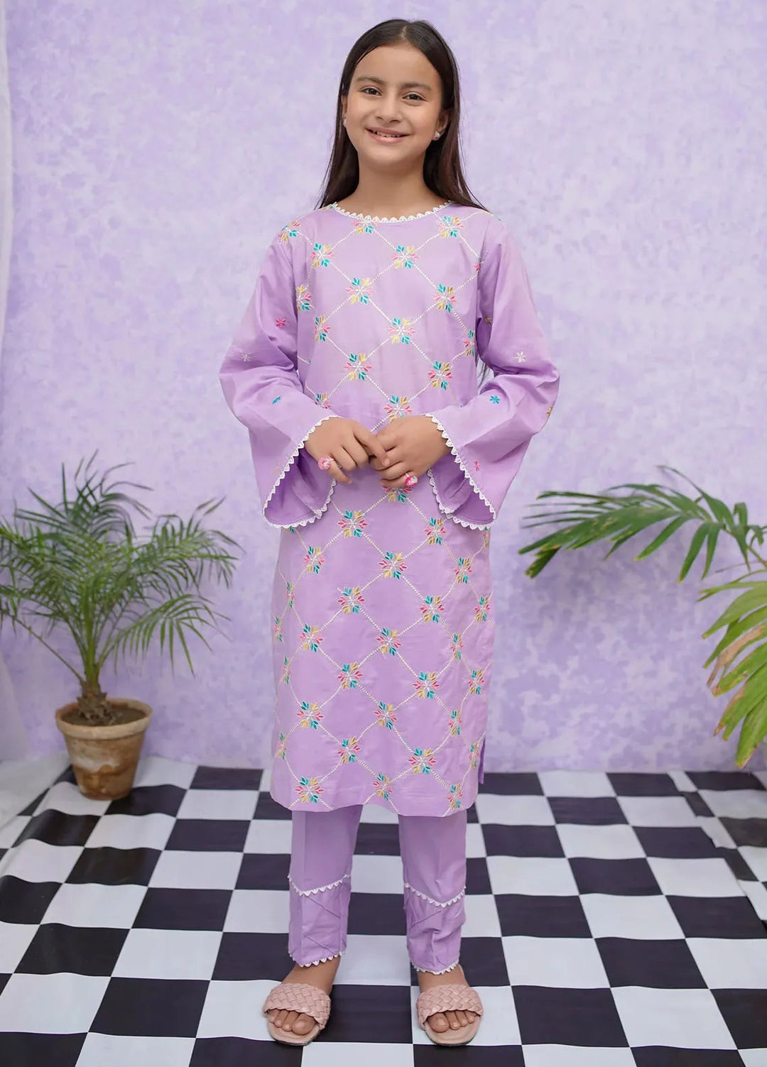 Modest Pret Embroidered Cotton 2 Piece Suit 8535