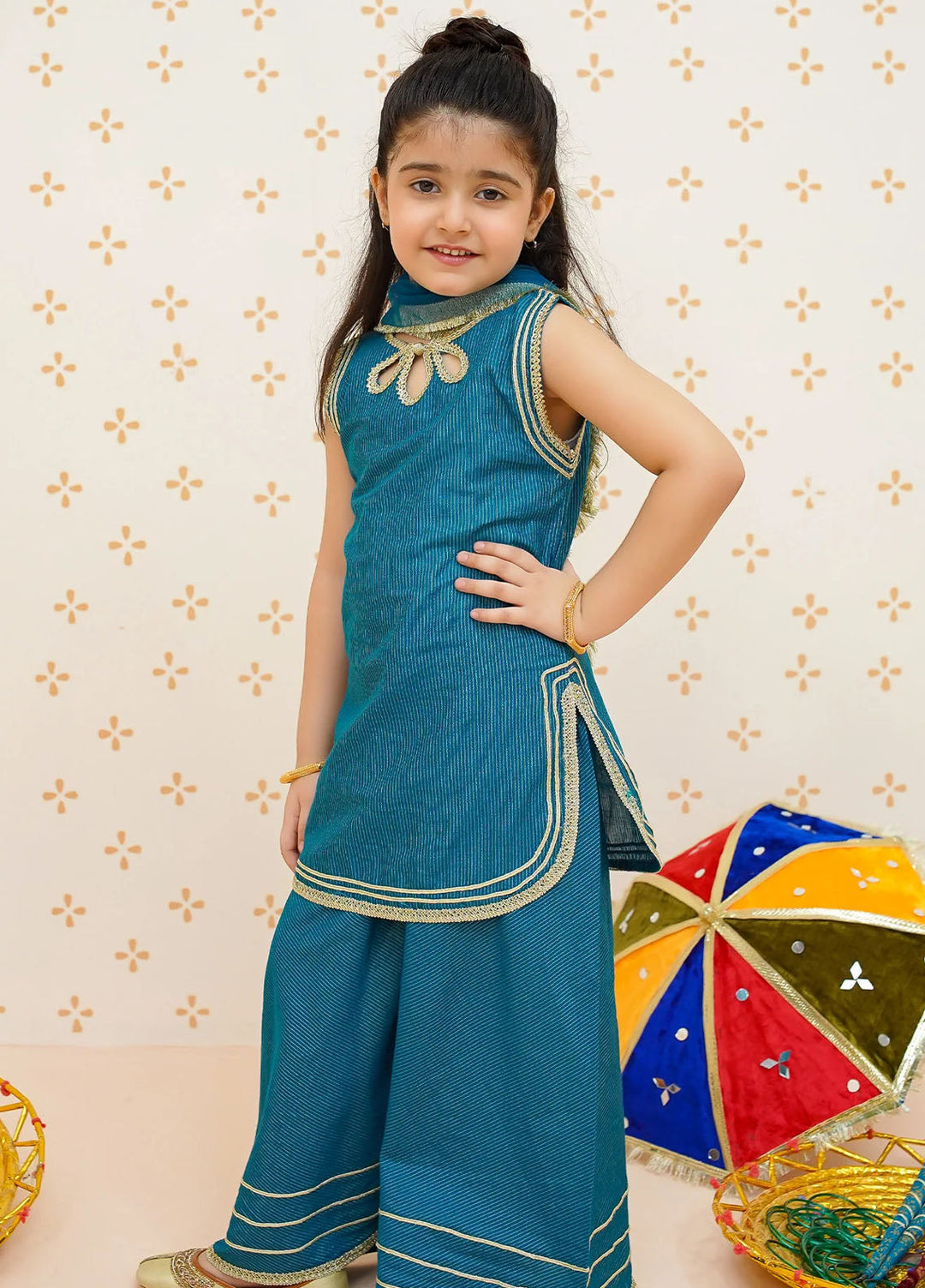 Modest Pret Embroidered Cotton Lawn 3 Piece Suit Blue 9510