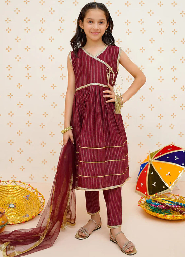 Modest Pret Embroidered Cotton Lawn 3 Piece Suit Maroon 9470