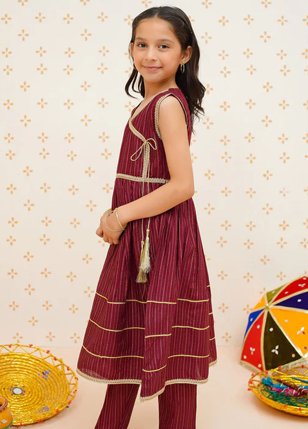 Modest Pret Embroidered Cotton Lawn 3 Piece Suit Maroon 9470