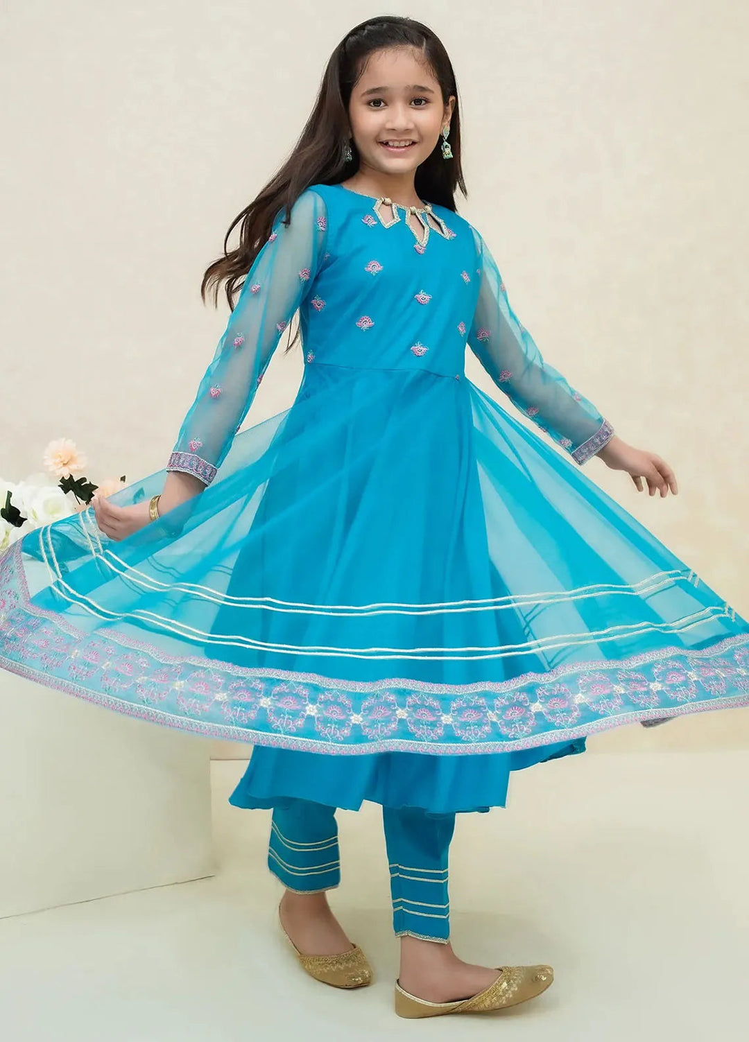 Modest Pret Embroidered Net 3 Piece Suit Sahar