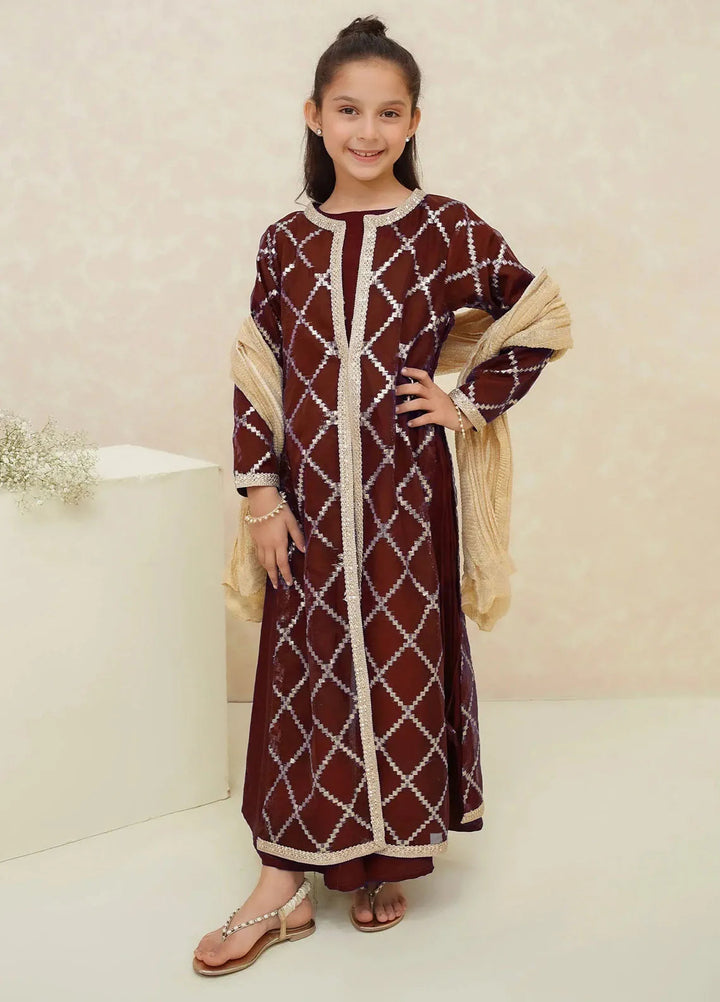 Modest Pret Embroidered Organza 3 Piece Suit Rose