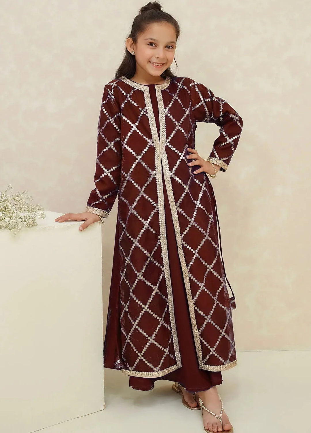 Modest Pret Embroidered Organza 3 Piece Suit Rose