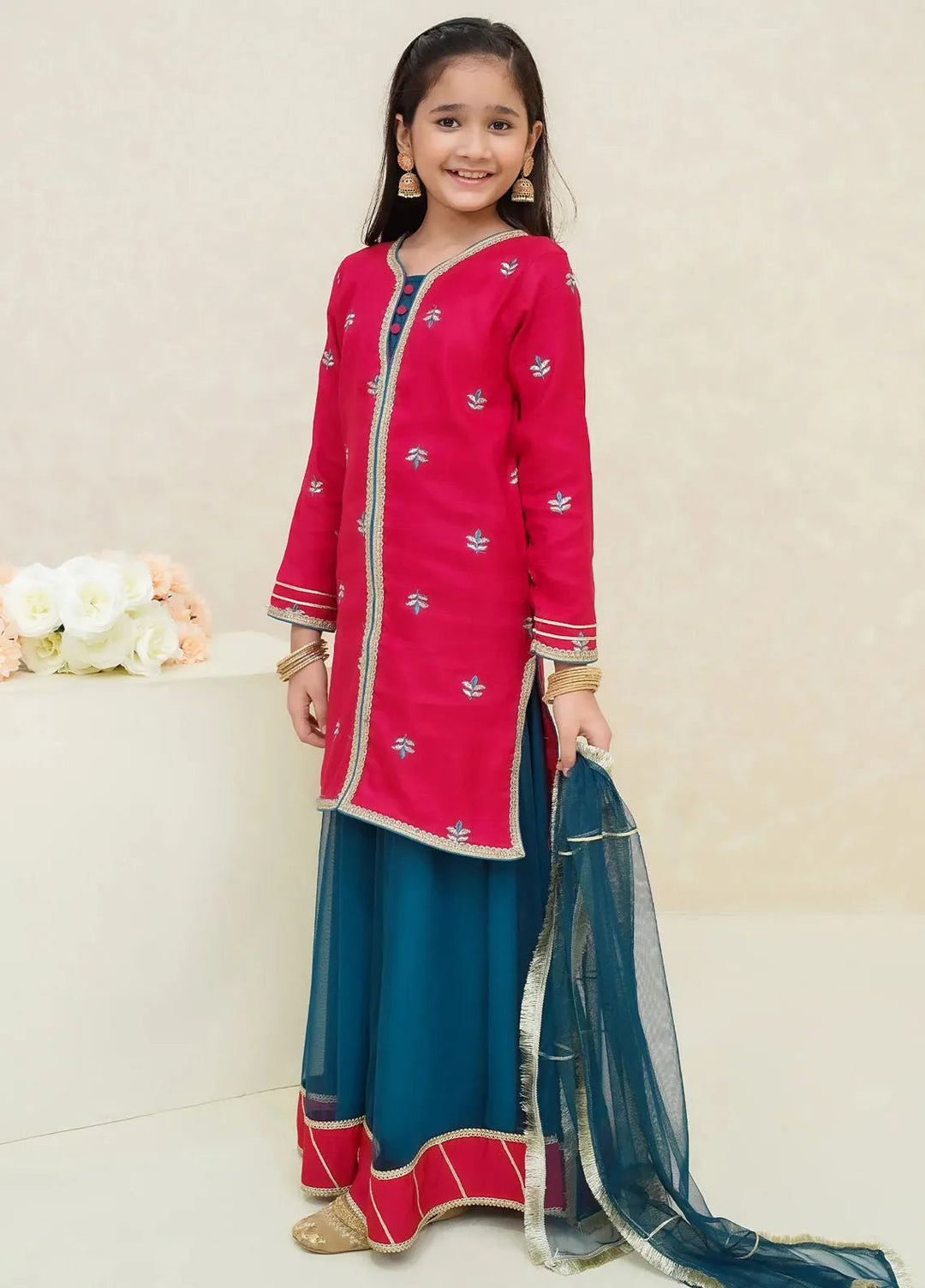 Modest Pret Embroidered Raw Silk 3 Piece Suit Arsh
