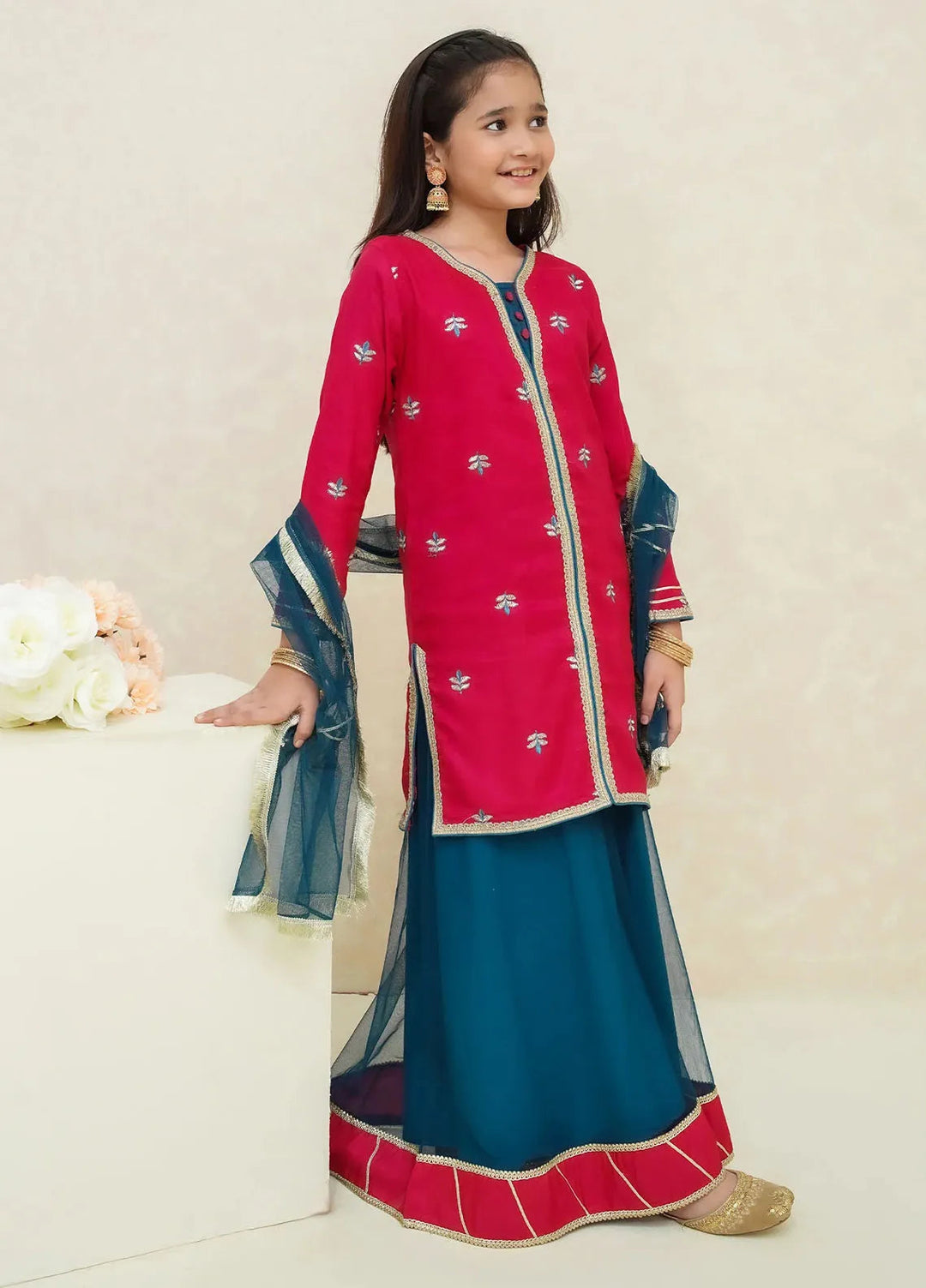 Modest Pret Embroidered Raw Silk 3 Piece Suit Arsh