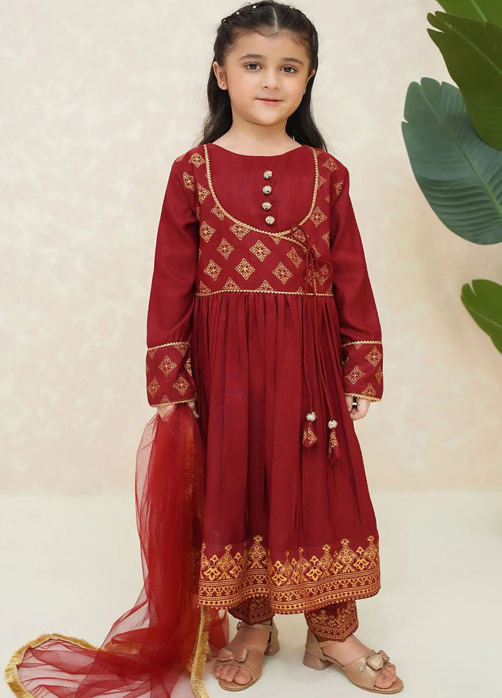 Modest Pret Embroidered Raw Silk 3 Piece Suit Gulnar