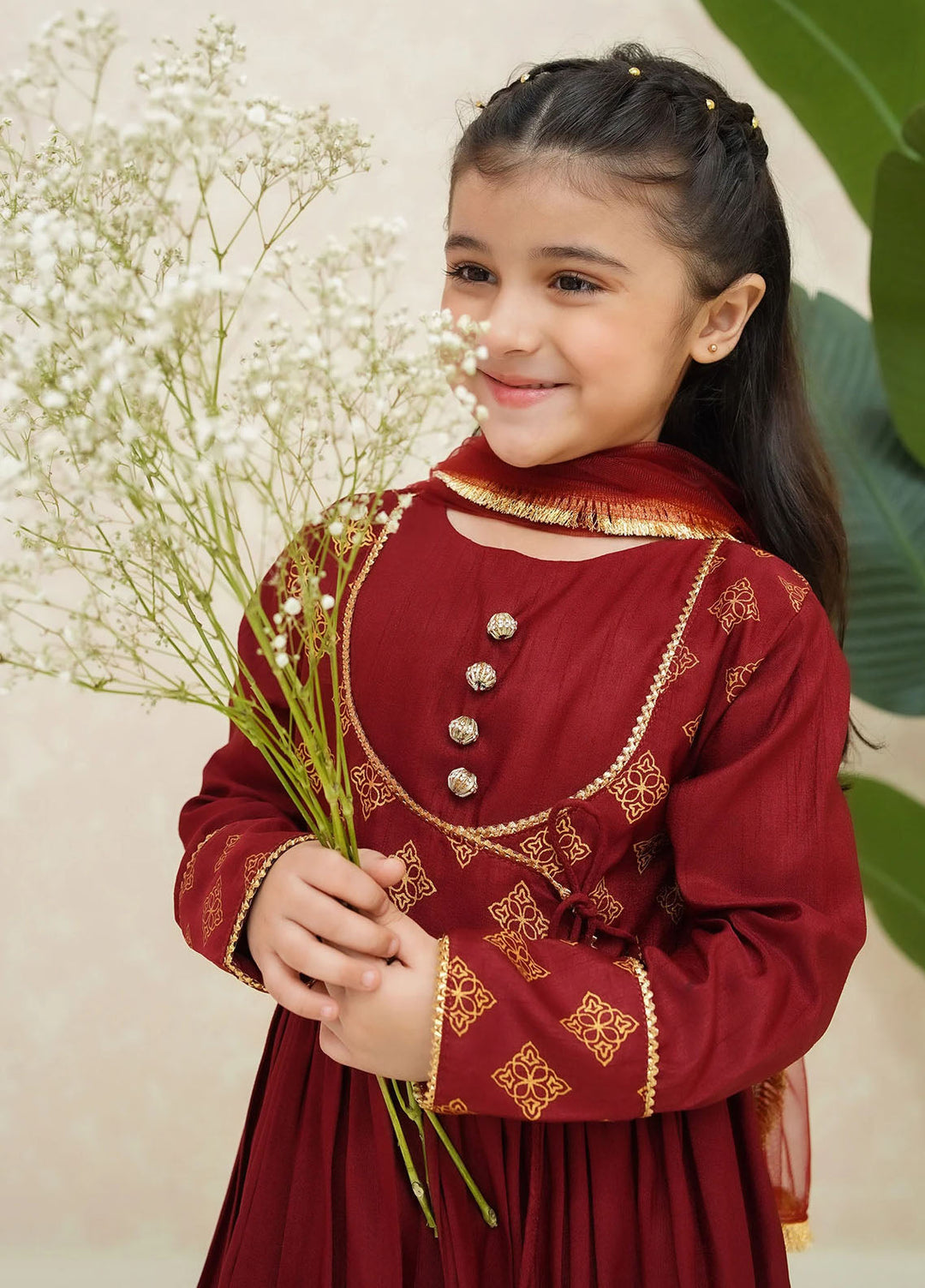 Modest Pret Embroidered Raw Silk 3 Piece Suit Gulnar