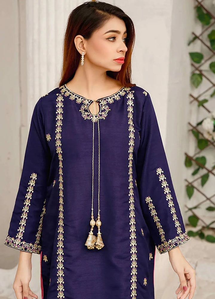 Modest Pret Embroidered Raw Silk 3 Piece Suit Gulnoor Women