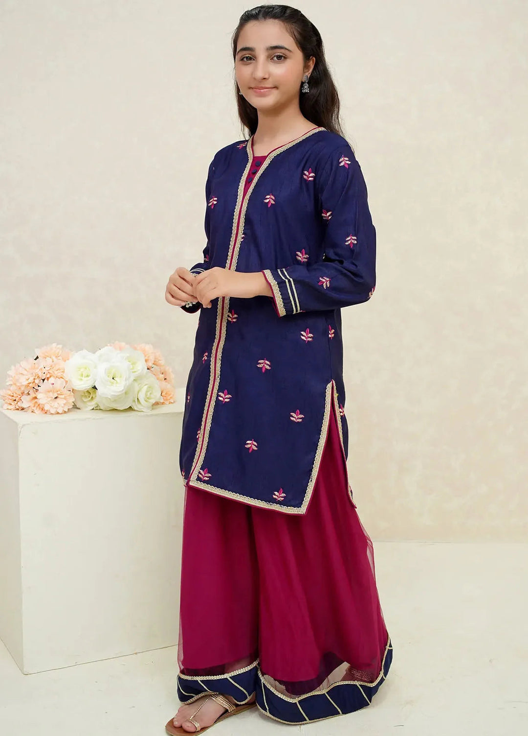 Modest Pret Embroidered Raw Silk 3 Piece Suit Kohinoor