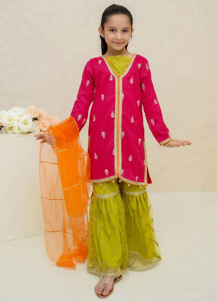 Modest Pret Embroidered Raw Silk 3 Piece Suit Noorani