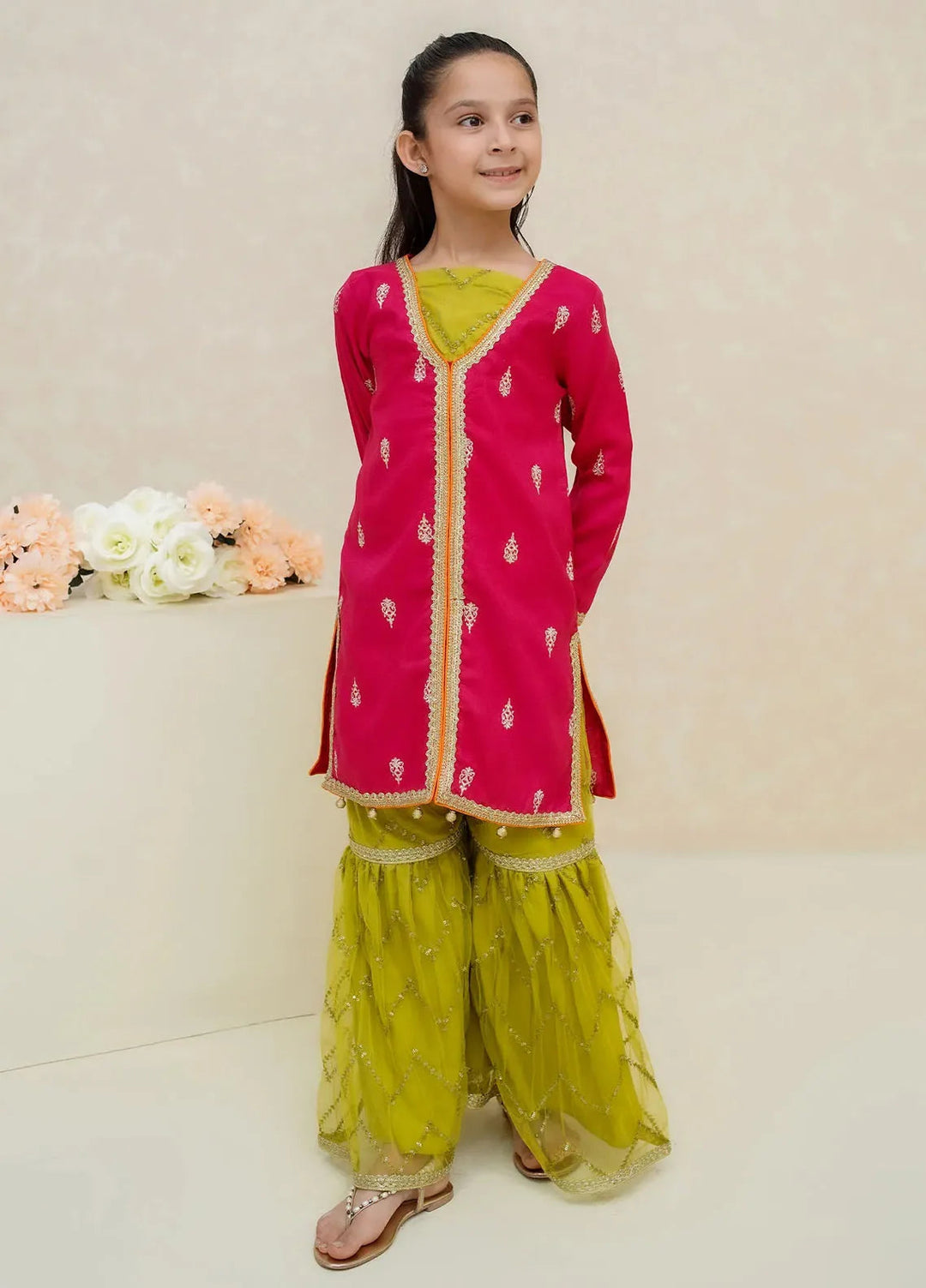 Modest Pret Embroidered Raw Silk 3 Piece Suit Noorani
