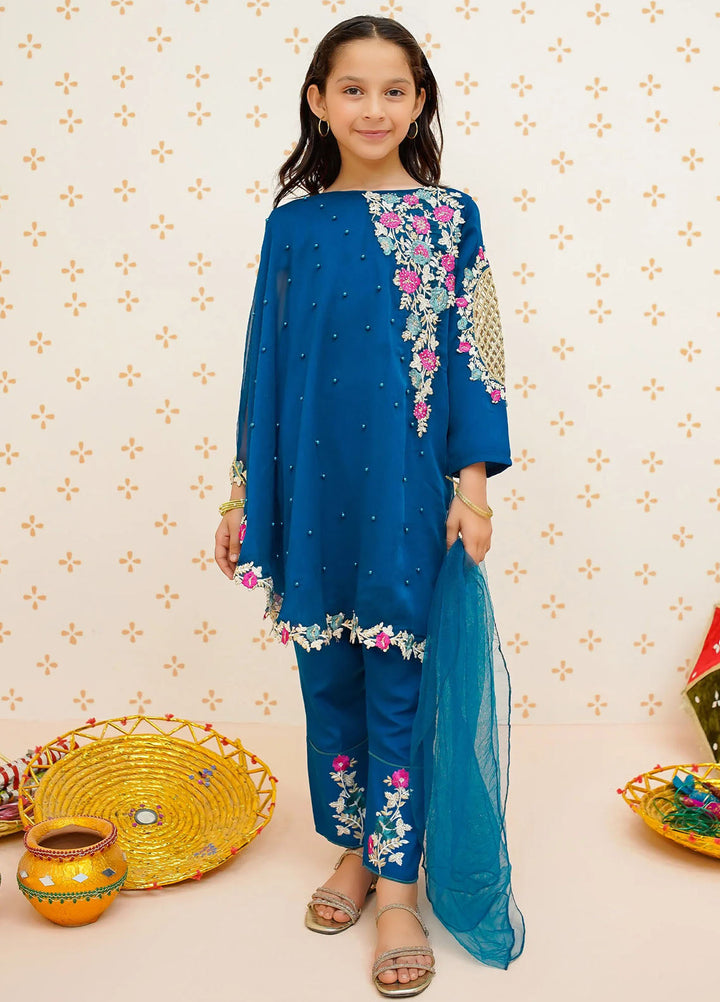 Modest Pret Embroidered Raw Silk 3 Piece Suit Pearl Cape Dress