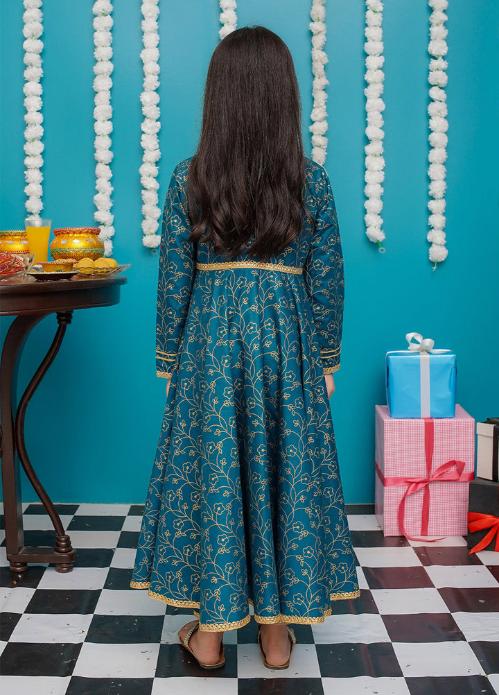 Modest Pret Girls Cotton 3 Piece Suit Blue Frock 9230