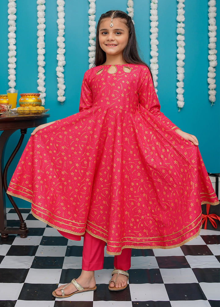 Modest Pret Girls Cotton 3 Piece Suit Pink Frock 9220