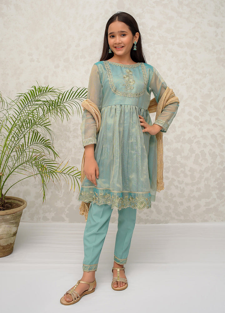 Modest Pret Girls Maysuri 3 Piece Suit Green Frock 9025