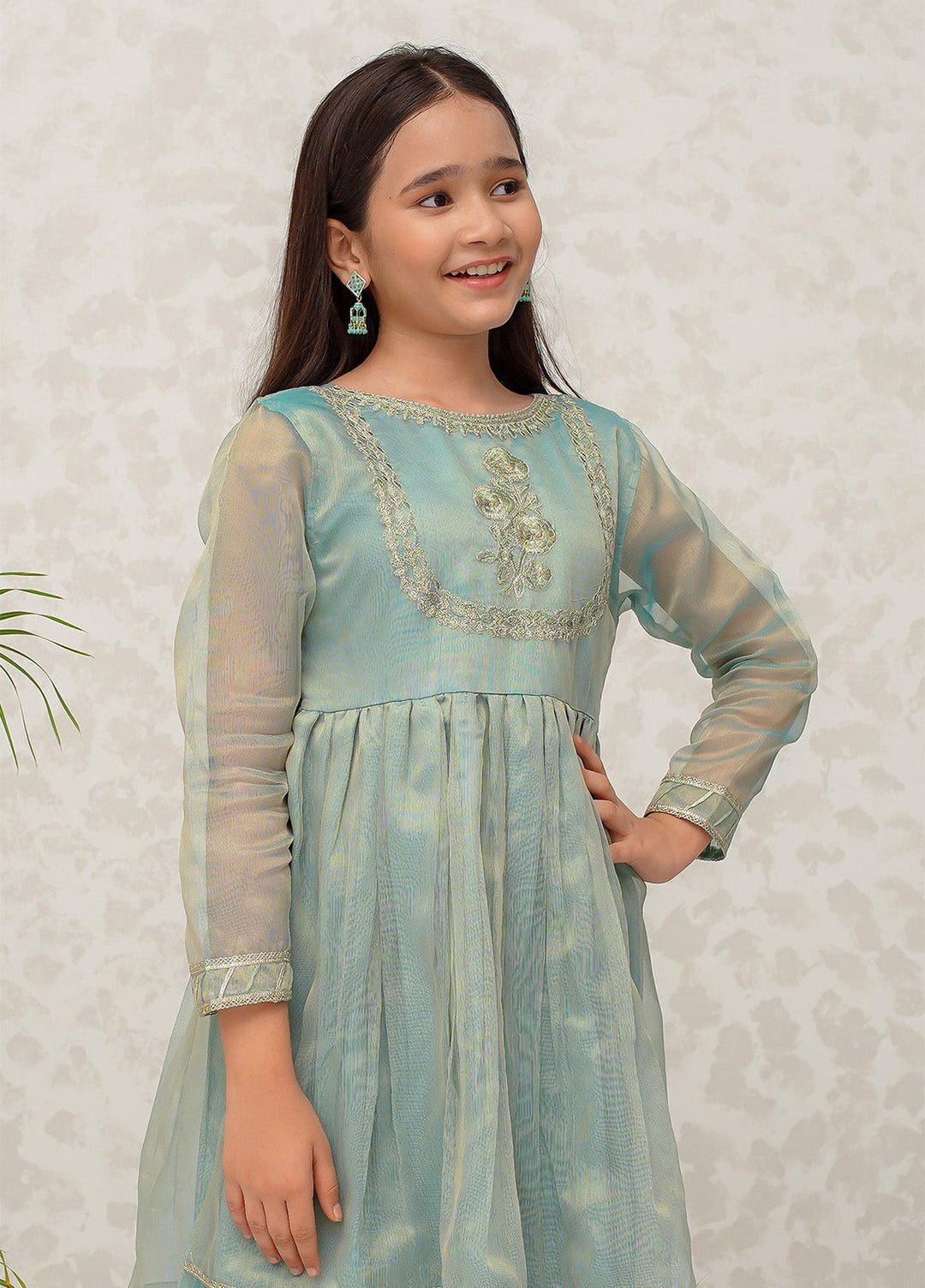 Modest Pret Girls Maysuri 3 Piece Suit Green Frock 9025
