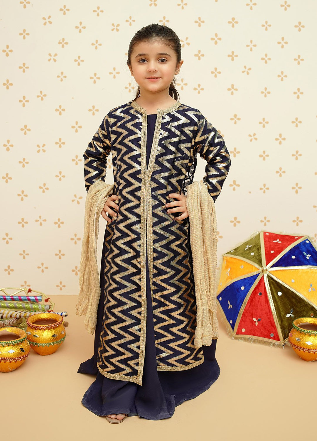 Modest Pret Girls Organza 3 Piece Suit 8985 Blue