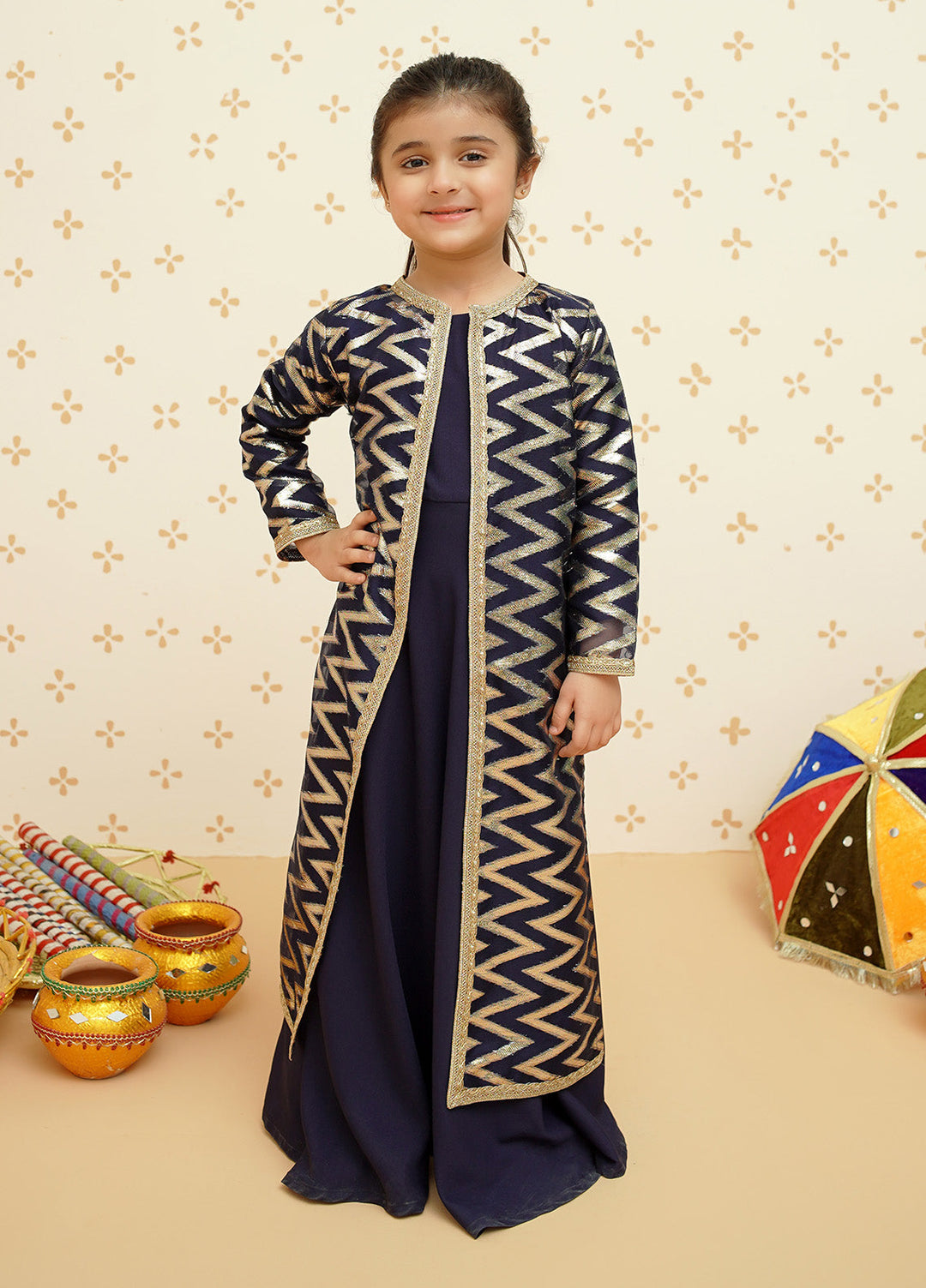 Modest Pret Girls Organza 3 Piece Suit 8985 Blue