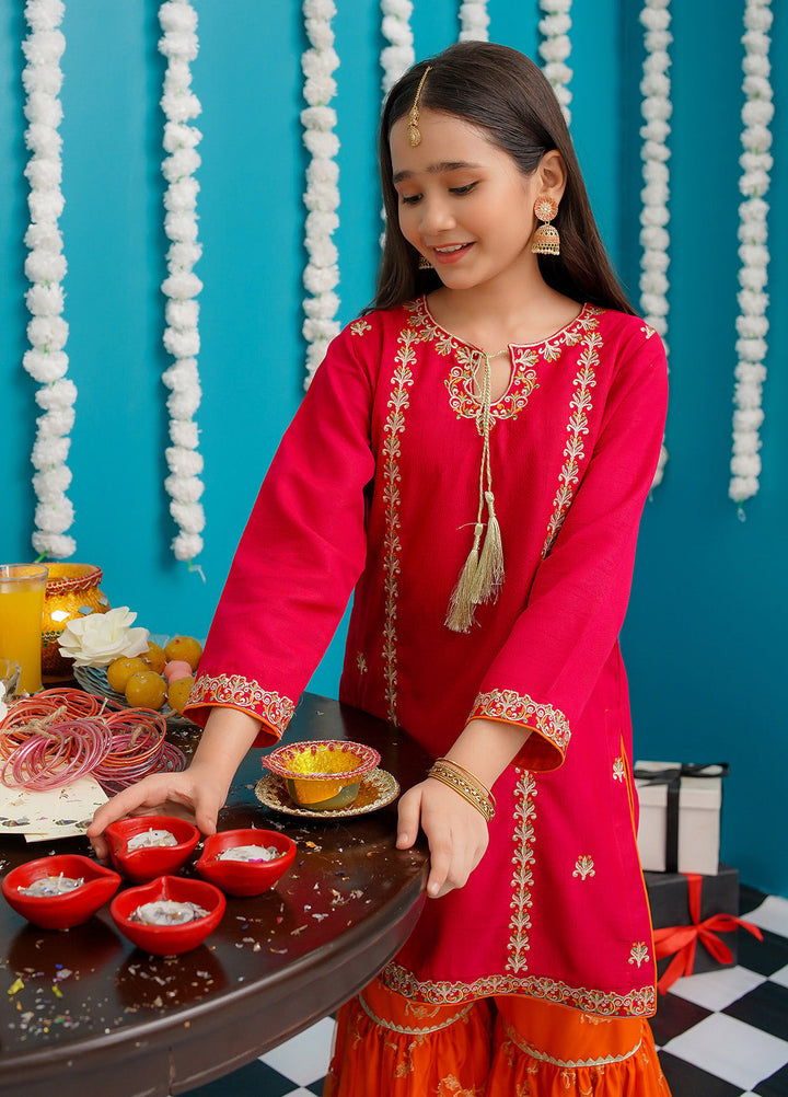 Modest Pret Girls Rawsilk 3 Piece Suit Gulnoor Pink