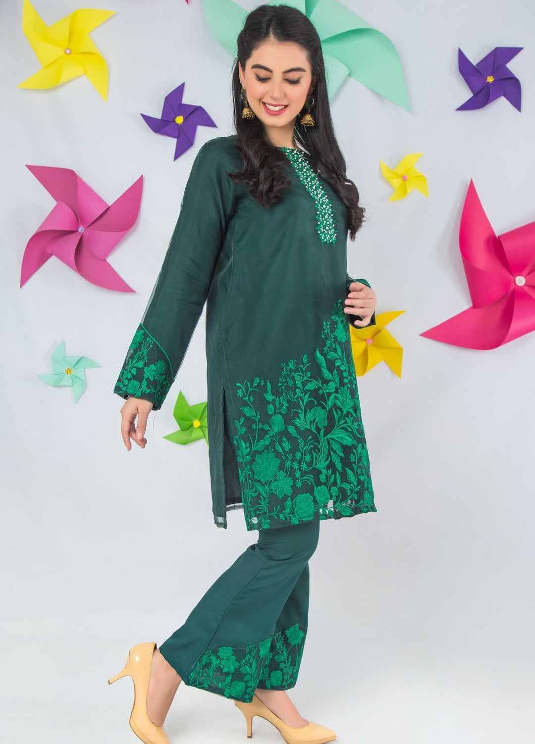 Modest Pret  Organza 2 Piece Luxe Green W24-Green