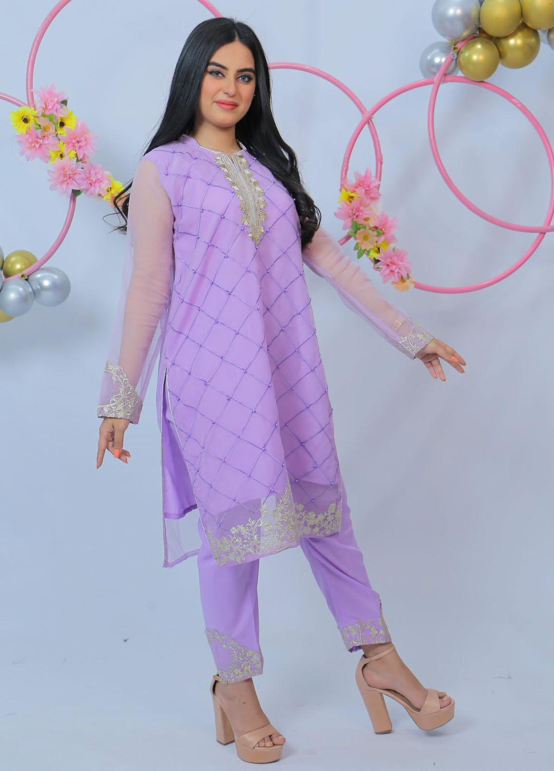 Modest Pret  Organza 2 Piece Shabab W25 Light Purple