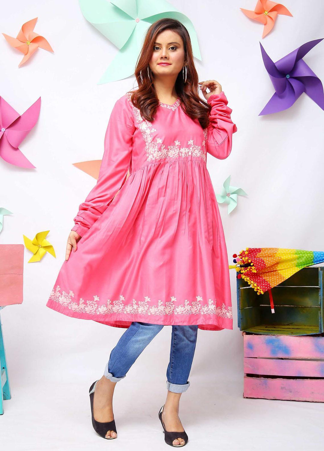 Modest Pret  Linen Kurti Aroma - Linen W30-Tea Pink